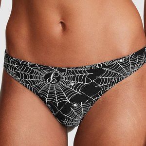 VS Halloween PINK Cotton Thong Panty Spider Webs Spooky Holiday Panty NWT